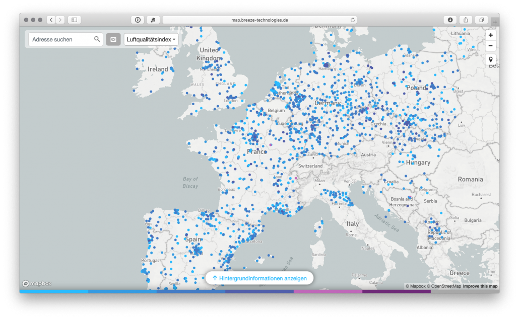 The Breeze Citizen Platform for Air Quality provides hyperlocal air quality data from their own neighborhoods for interested citizens.