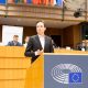 Breeze Technologies co-founder Robert Heinecke presents in the Hemicycle of the European Parliament.