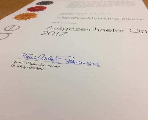 Breeze Technologies receives award from the German Federal President Frank-Walter Steinmeier