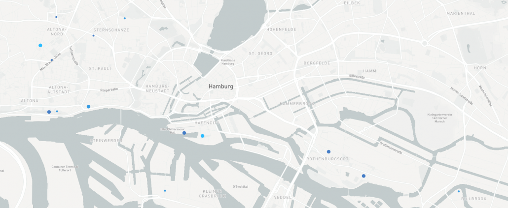 Sensor locations in Hamburg at the moment