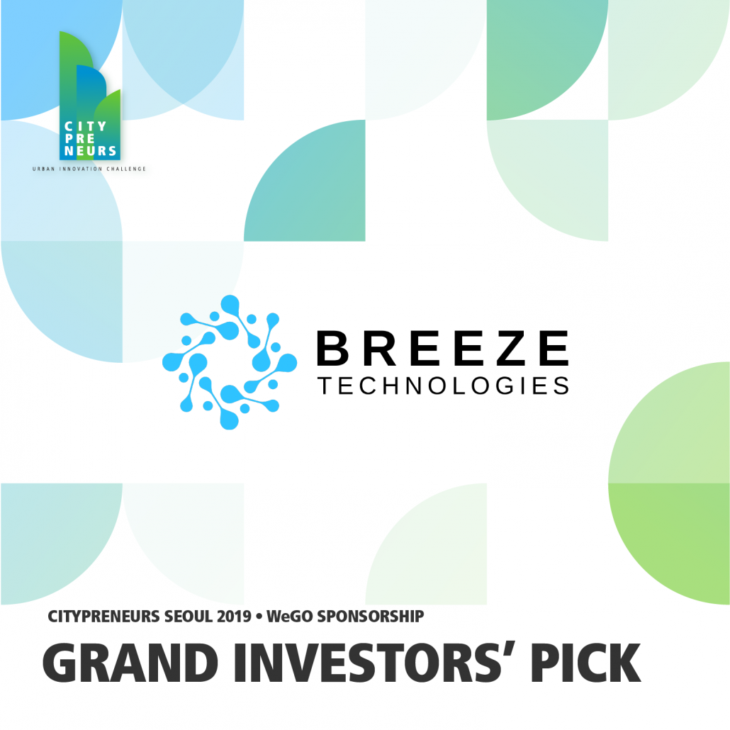 Brezee Technologies wins the 2019 Citypreneurs Challenge in Seoul, Korea.