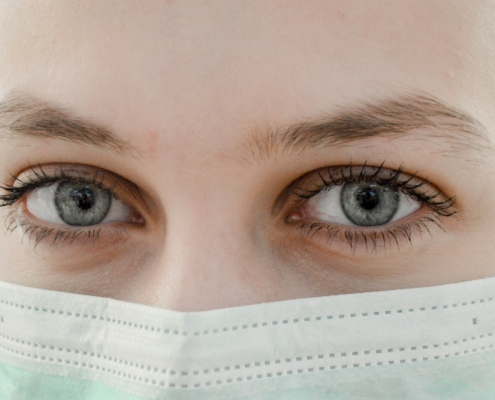 Woman with face mask