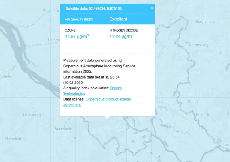 Through Breeze Technologies' Environmental Intelligence Cloud, you can access historic and near-real-time air quality satellite data.